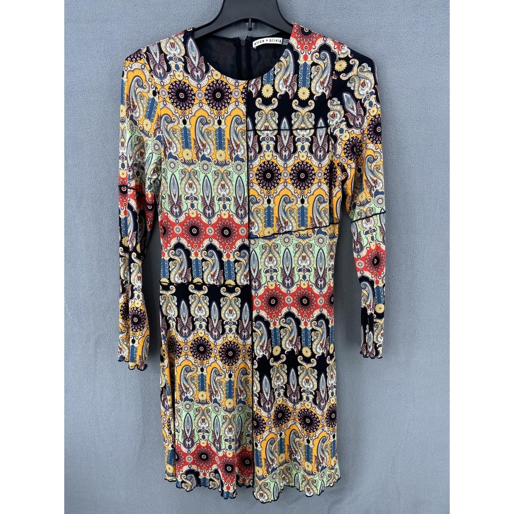 Alice + Olivia‎ Dress Womens 14 Delora Paneled Flare Mini Zip